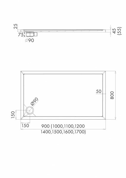 Schedline Brodzik akrylowy Sharper Cement Stone 80x120x4,5 cm, prostokątny, Gwarancja 7 lat 3S.S1P-80120/CT/ST