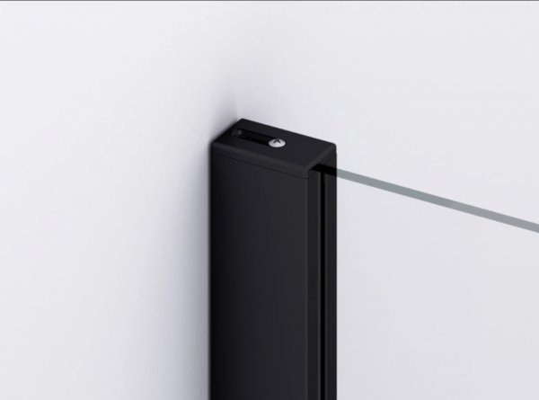 Ronal drzwi wahadłowe jednoczęściowe ze ścianką stałą w linii 120x200 cm, szkło przezroczyste, profile BLACK LINE czarny mat D22T31080400607