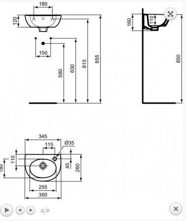 Ideal Standard simplicity umywalka 35x26 z otw. po praw E871601