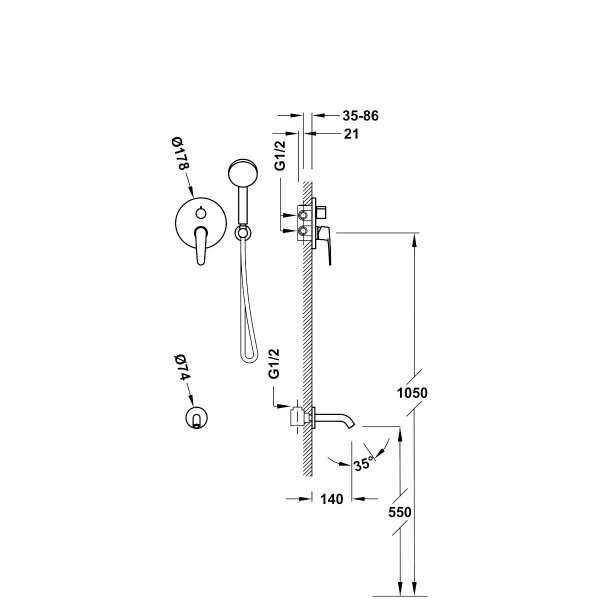 Tres Flat zestaw wannowy podtynkowy 20428006