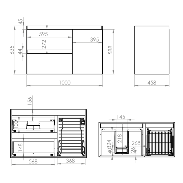 Elita SZAFKA SPLIT 100 (60 / RE0110060570202S L + KOSZ CARGO P) FUME MATT PDW 169005
