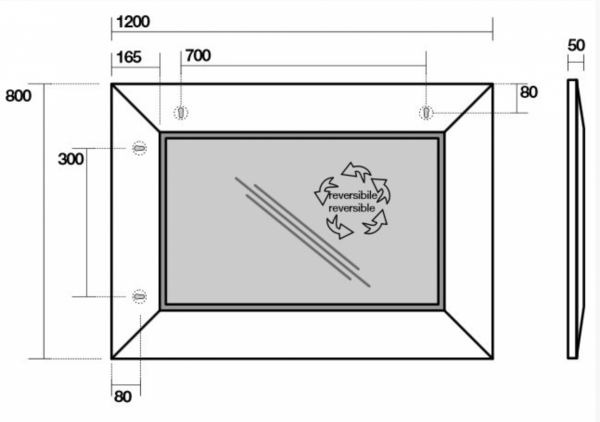 Kerasan Bentley Lustro z drewnianą ramą 80x120 cm, ciemne drewno 918147