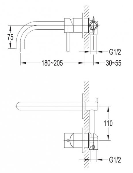 Omnires Y bateria umywalkowa podtynkowa Y1215CR  24H