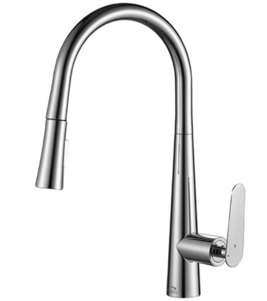 Laveo NALDA Bateria kchenna z wyciąganą wylewką chrom BAY069D