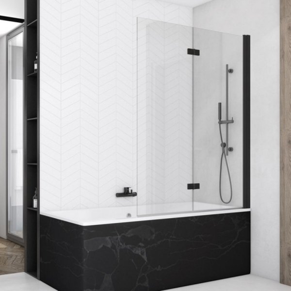 Ronal Sanswiss Solino parawan nawannowy 2-częściowy 90x150 cm prawy czarny mat SOLB2D0900607