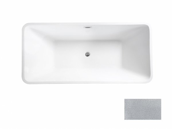 Besco Evita Glam wanna wolnostojąca 160 Srebrna + syfon z przelewem chrom WA160ESR