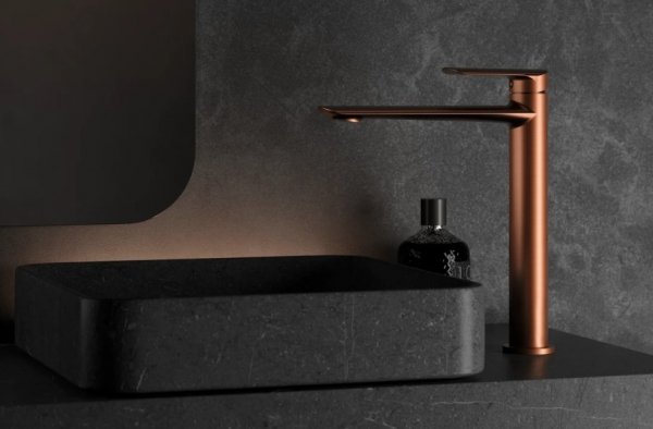 Vedo Aletta Rosso Bateria umywalkowa wysoka z korkiem miedź szczotkowana VBA5003/C/SM