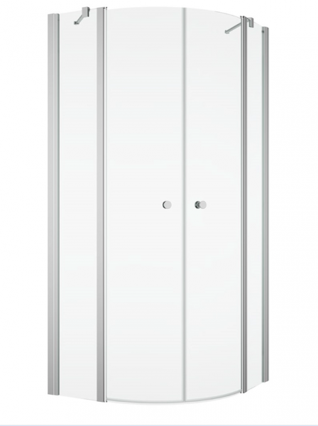 Ronal kabina półokrągła dwuczęściowa na wymiar 80-100x200 cm, szkło przezroczyste, profile srebrny połysk SOR55SM15007