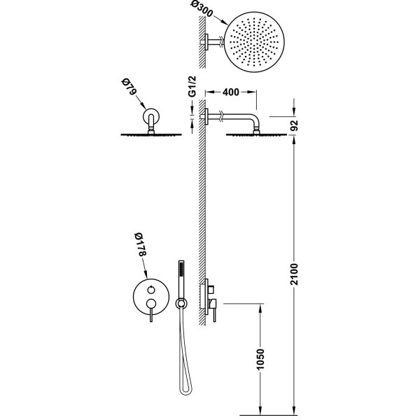 Tres STUDY zestaw prysznicowy podtynkowy Rapid-box stal 26238004AC