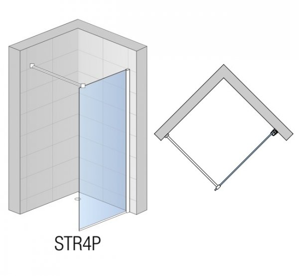 Ronal Sanswiss Easy Black Ścianka prysznicowa Walk-in 160x200 cm profile czarny mat szkło przezroczyste Aquaperle STR4P1600607