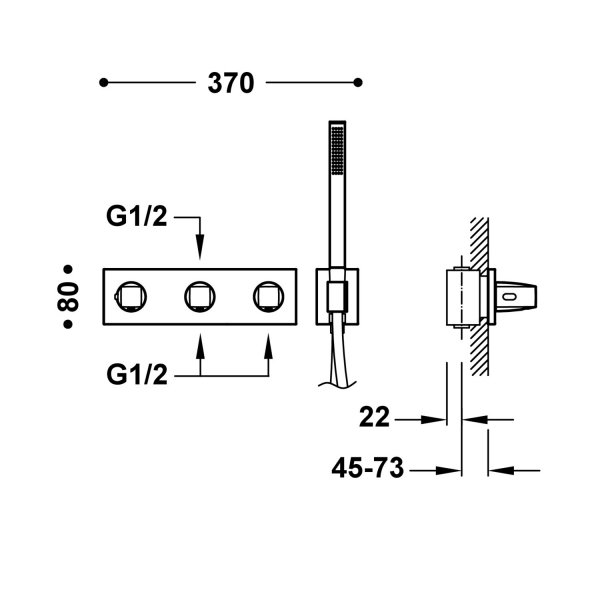 Tres B-SYSTEM Bateria termostatyczna podtynkowa 3-drożna B-system-30725301