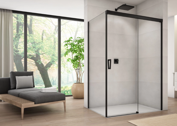 Ronal Sanswiss ścianka boczna 70x200 cm, szkło przezroczyste, profile BLACK LINE czarny mat CAST0700607