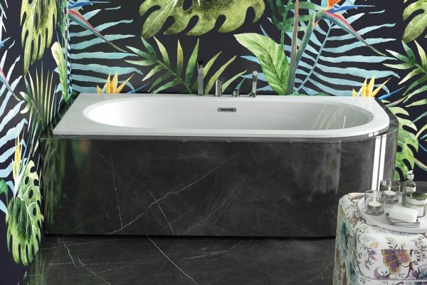 Besco Avita Slim+ wanna asymetryczna 160 prawa + syfon z przelewem gun metal WAV160PPG