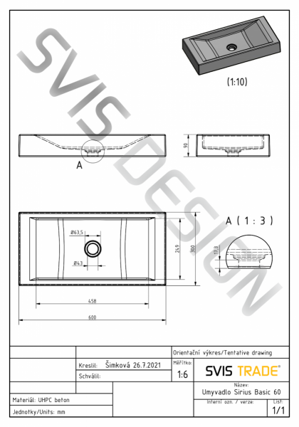 S.V.I.S. Design UMYWALKA 60 CM SIRIUS BASIC - SPLASH, ZIELONY, LAKIER MATOWY