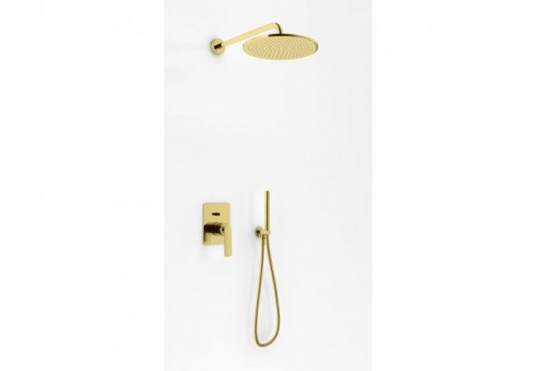 Kohlman Experience Gold zestaw prysznicowy z deszczownicą 25 cm złoty połysk QW210EGDR25 