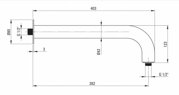 Deante Silia Wylewka prysznicowa ścienna - 380 mm - bianco biały mat NQSA41K