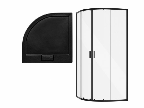 Besco Zarya Black kabina półokrągła 90 + brodzik Axim 90 ZBAX90190