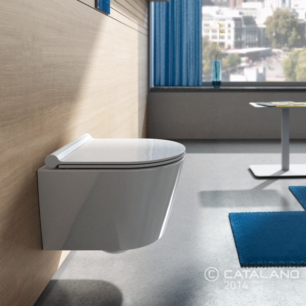 Catalano Verso/Zero miska WC wisząca bezrantowa 46cm z deską wolnoopadającą i mocowaniem 1VSZ46R00/0111460001 + 5V45STP00/0151200001 + KFST00/9056060000