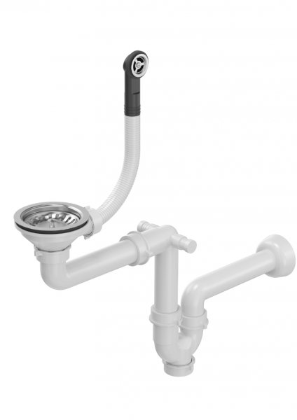 Quadron Odpływ zatyczkowy 3 1/2&quot; z syfonem 1-komorowy stal (GRANIT-pionowy), save space, eco M1SSG4