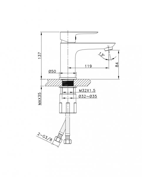 Lavita Bateria umywalkowa Spark Brushed Copper (35mm) 5900378344315