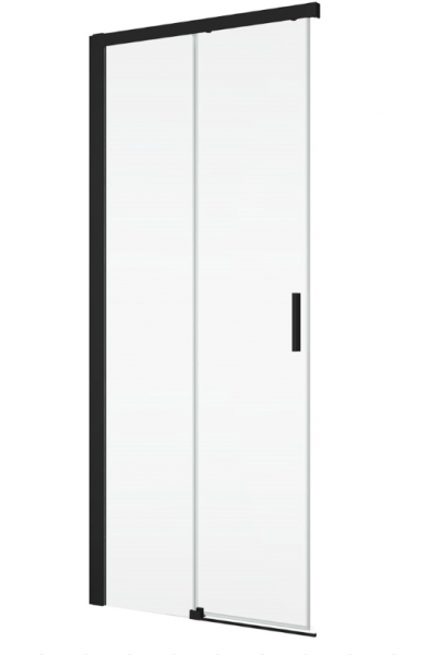 Ronal wejście narożne lewe z drzwiami rozsuwanymi, kabina asymetryczna 120x200 cm, szkło przezroczyste, profile BLACK LINE czarny mat TLSG1200607