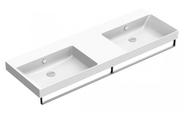 Catalano ZERO 150x50 umywalka dwukomorowa b/o (półka środkowa) z kompletem mocowań biały połysk 1150ZEDUP00/0121520001