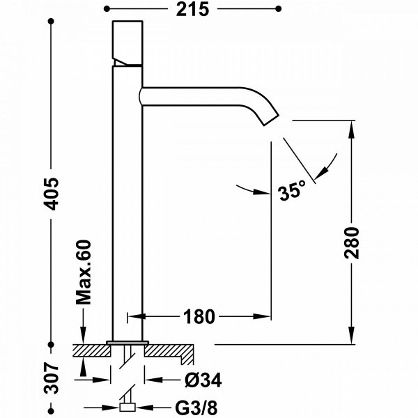 Tres Study bateria umywalkowa złoto matowe 26130801OM
