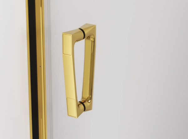 Ronal Sanswiss drzwi wahadłowe jednoczęściowe prawe ze ścianką stałą w linii 140,1-200x0-200 cm, szkło przezroczyste, profile GOLD LINE złoty CA31CDSM21207