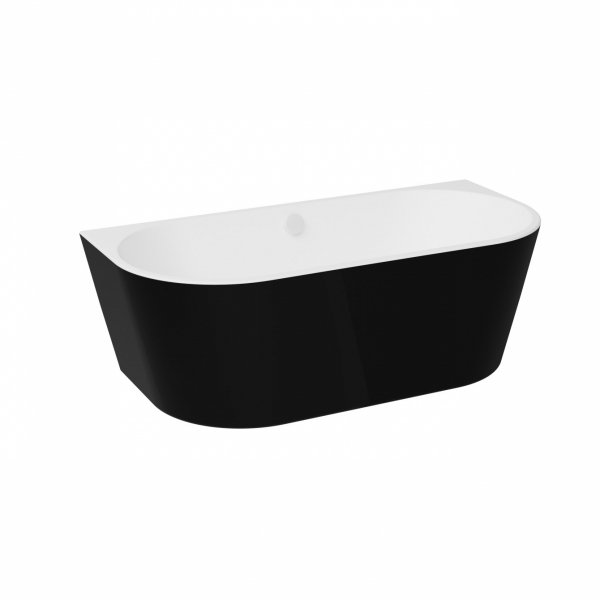 Besco Vica New B&amp;W wanna wolnostojąca czarno/biała 160 + syfon złoty z napełnieniem przez przelew WAS16VNBZN