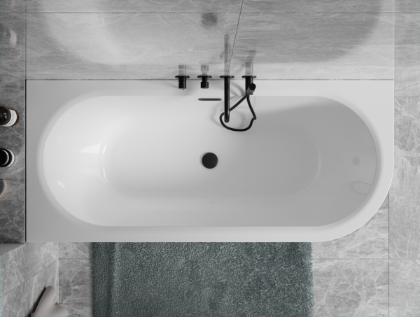 Besco Avita A-line wanna wolnostojąca 160 P + syfon klik-klak chrom z przelewem slim WAA160APS