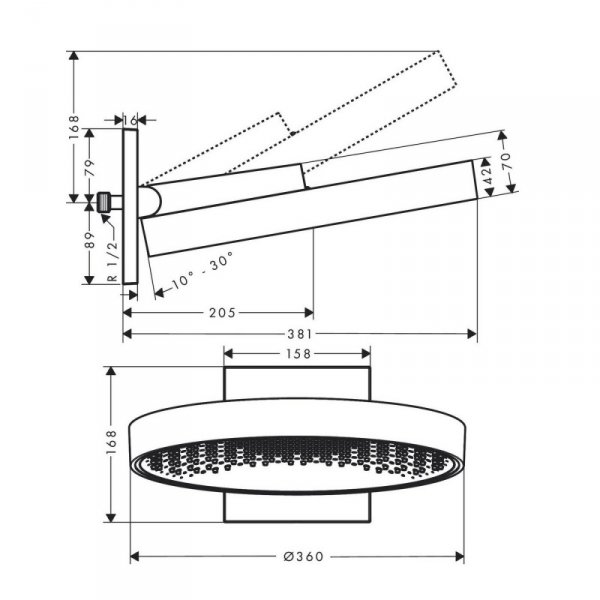 Hansgrohe Rainfinity Deszczownica ścienna 36 cm biały mat 26230700