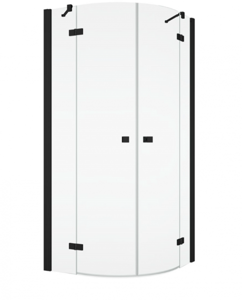 Ronal kabina półokragła dwuczęściowa 100x200 cm, szkło przezroczyste, profile BLACK LINE czarny mat ANR501000607