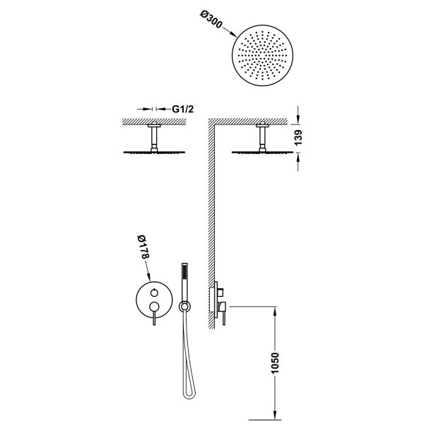 Tres STUDY zestaw prysznicowy podtynkowy Rapid-box grafit 26238003GR