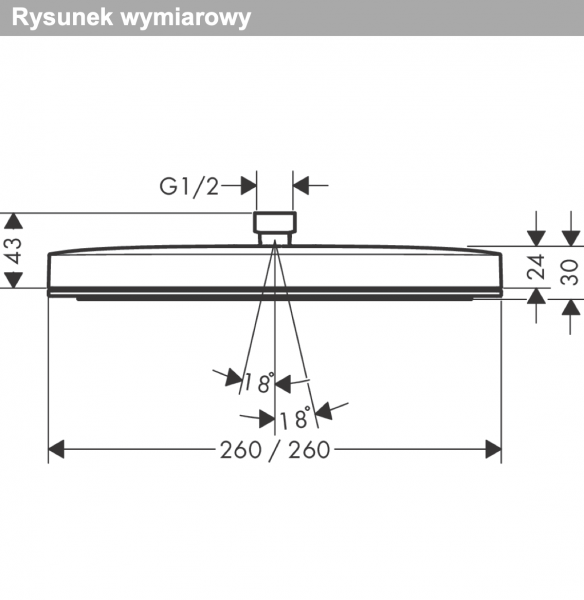 Hansgrohe Pulsify E Głowica prysznicowa 260 1jet brąz szczotkowany 24330140