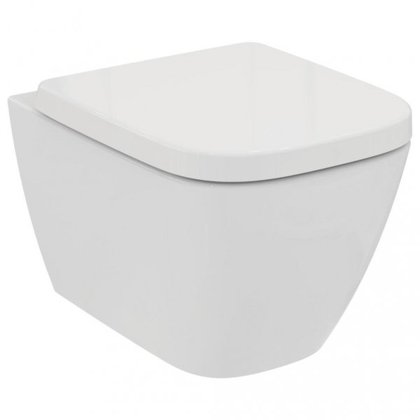 Ideal Standard I.LIFE S toaleta wisząca RimLS + L.35.5 H.33.5 P.48 cm, bez deski i bez rantu, z ukrytymi mocowaniami, kolor biały z połyskiem T459201