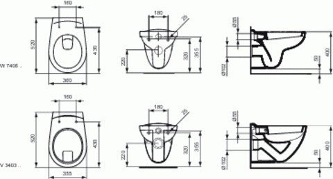Ideal Standard ecco miska wisząca. lejowa w kartonie W740601