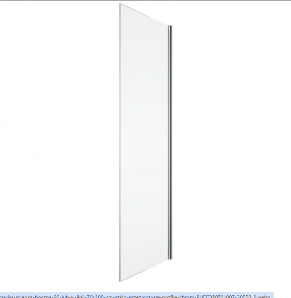 Ronal Sanswiss ścianka boczna 90° lub w linii 75x200 cm, szkło przezroczyste, profile chrom PUDT3P0751007