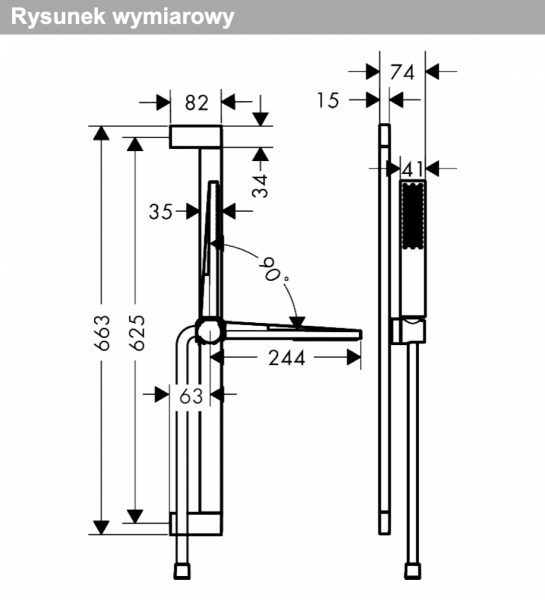 Hansgrohe Pulsify E Zestaw prysznicowy 100 1jet EcoSmart z drążkiem 65 cm czarny mat 24370670