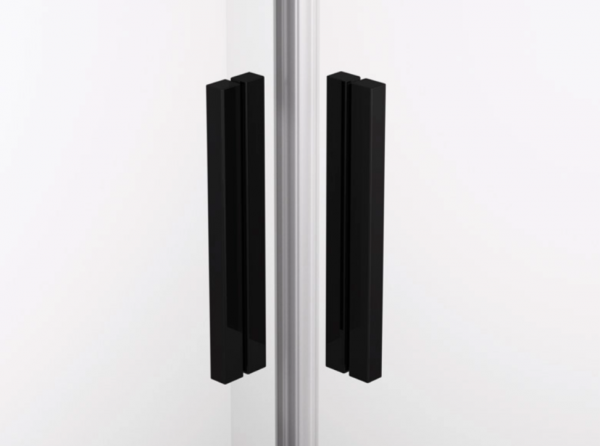 Ronal drzwi rozsuwane czteroczęściowe na wymiar 100-180x0-200 cm, szkło przezroczyste, profile BLACK LINE czarny mat TLS4SM10607