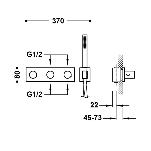 Tres B-SYSTEM Bateria termostatyczna podtynkowa 4-drożna B-system-30735401OR