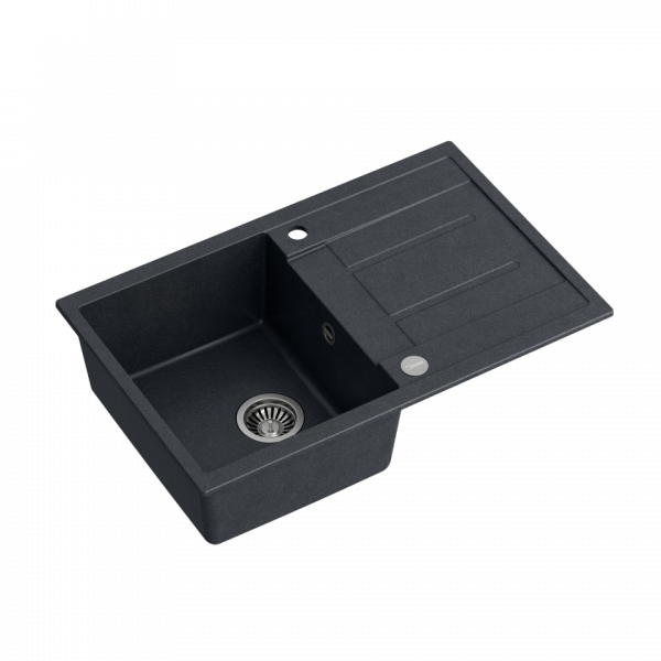 QUADRON MORGAN 111 GraniteQ zlew 1 komora black diamond/elementy stalowe 780x500x220  HB8203U8BSP2O