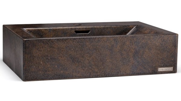 S.V.I.S. Design UMYWALKA 60 CM PYXIS BASIC Z PRZELEWEM, Z OTWOREM NA BATERIĘ - DARK STONE, NIEBIESKI, OCHRA I CZARNY, LAKIER MATOWY