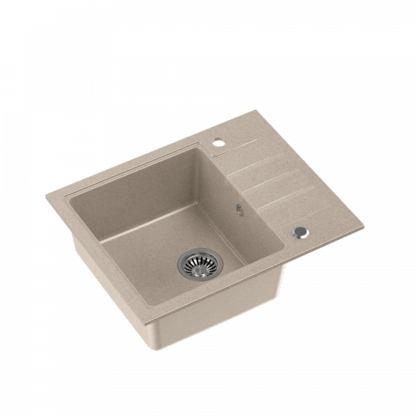 Quadron  PETER 116 Steingran zlewozmywak granitowy beżowy 1-komorowy z/o (62x50x20) z syfonem i zaślepką  HCQP6250BEZK