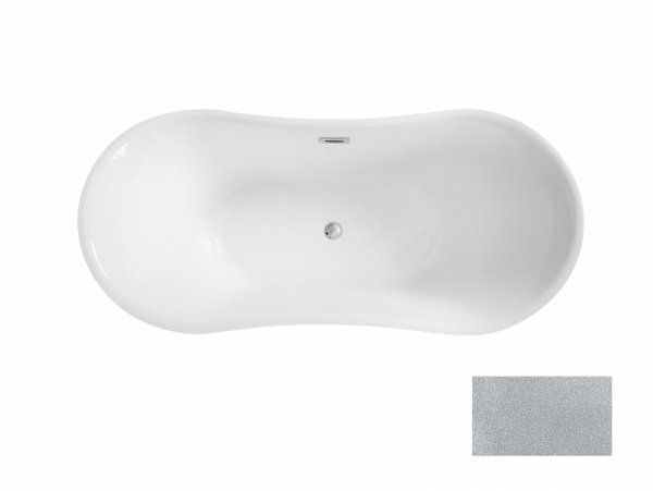 Besco Amber Glam wanna wolnostojąca 170 Srebrna + maskownica syfonu z przelewem złota WA170ASZ