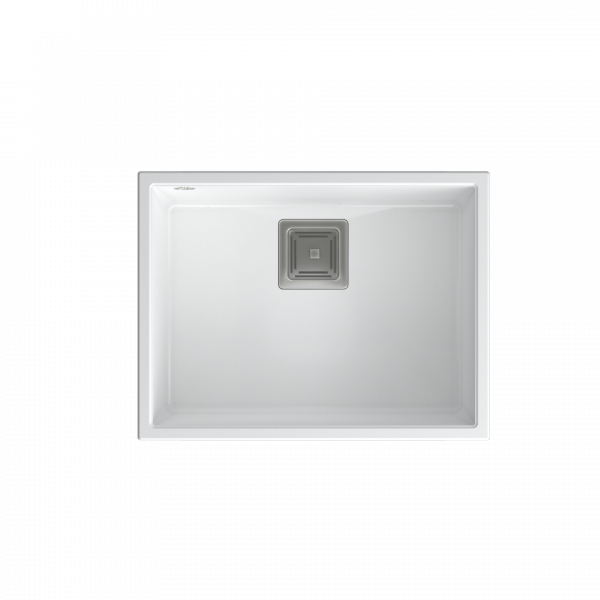  Quadron David Zlewozmywak granitowy 1-komora 55x42 cm snow white/elementy stalowe HQD5542U1BS