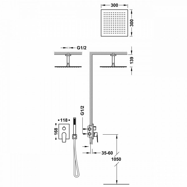Tres Project-Tres Zestaw natryskowy z baterią podtynkową Rapid-Box złoto matowe 21128003OM