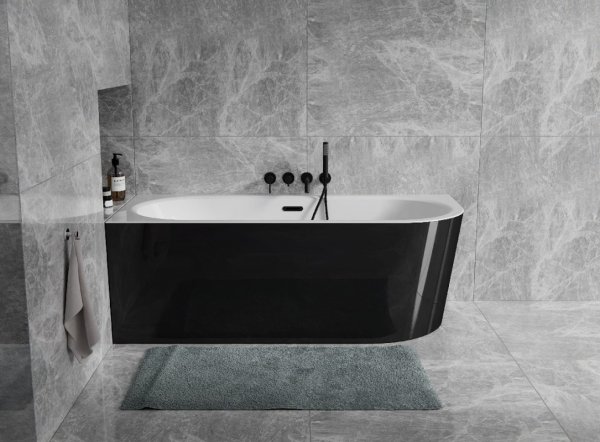 Besco Avita A-line B&amp;W wanna wolnostojąca czarno/biała 170 P + syfon klik-klak gun metal z przelewem slim WAA17ABPGS