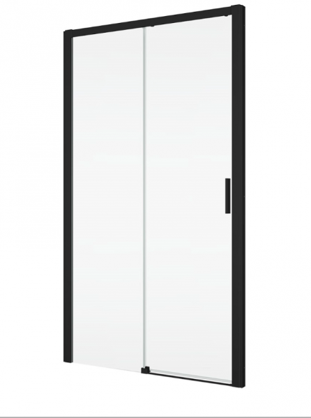Ronal drzwi jednoczęściowe lewe ze ścianką stałą na wymiar 100-180x0-200 cm, szkło Durlux 200, profile BLACK LINE czarny mat TLS2GSM10622