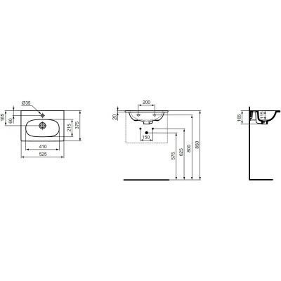Ideal Standard Tesi umywalka 52,5x37,5 cm prostokątna biała T351101