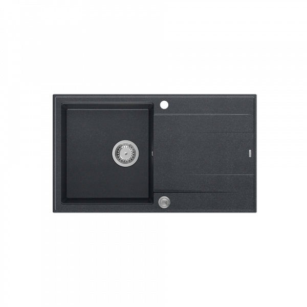 QUADRON EVAN 111 GraniteQ zlewozmywak z syfonem Push 2 Open 1-komorowy z/o (860x500x210) black diamond / elementy stalowe HCQE8650U8BSP2O